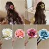 Grampo de cabelo em formato de bico de pato com flor de rosa romântica para mulheres, atmosfera de primavera e verão, grampo de cabelo doce, grampo de cabelo de cabeça suave