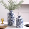 Jarrón de Cerámica Jingdezhen Porcelana Azul y Blanca Peonía China Porcelana Vintage Flor de Peonía de la Edad Media Cerámica para Sala de Estar Adornos Florales