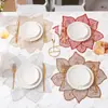 Alfombrilla de Escritorio Aislante Térmico con Estampado Floral de Primavera, PVC Dorado Estampado, Impermeable, Alfombrilla Decorativa de Escritorio Estilo Ins de Gama Alta, Manteles Individuales, Manteles para Tazones
