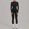 Macaquinho de Fleece com Zíper e Manga Longa QiuSha para Outono e Inverno, Body Esportivo de Fitness de Alta Intensidade 1590