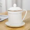 Taza de Té de Cerámica Jingdezhen con Tapa, Taza de Oficina, Taza de Agua de Porcelana Ósea, Taza para Conferencias, Taza de Té para Sala de Conferencias de Hotel