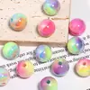 Cuentas Acrílicas con Agujero Recto, Cuentas Redondas de Color Crema Recubiertas con Color UV, Accesorios Hechos a Mano para Joyería DIY, Cuentas Sueltas al por Mayor