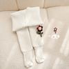 Leggings infantis outono e inverno forrados com fleece espessados seda coreana veludo flor calças compridas infantis bebê bebê meias-calças quentes