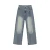 Jeans para hombre personalizados/estilo americano, nuevos pantalones casuales versátiles de pierna recta ancha holgada para primavera/verano/otoño en negro