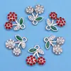 Nuevo Colgante Sencillo Dibujo Animado Tridimensional Cereza Gota de Aceite Incrustado con Diamante Aleación Colgante Collar Joyería Estilo Coreano Accesorios DIY