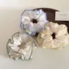 Estilo Coreano Chiffon Fresco Bolinhas Camada Dupla Cintura Pequena Intestino Grosso Elástico de Cabelo Elegante Versátil para Coque Corda de Cabelo