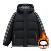 Jaqueta masculina de inverno nova moda de duas barras engrossada quente com capuz de algodão para casais Jaqueta acolchoada de algodão para todos os jogos da moda para homens