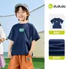 [45 Yuan por Qualquer Dois Itens] Camiseta de Manga Curta para Bebê Dudu, Novo Estilo de Verão, Camiseta Básica para Meninos, Roupa de Verão para Meninas