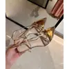 Sandalias para Mujer 2026 Nuevo Estilo Sandalias Doradas de Tacón Alto Punta Abierta Correa Única Tacón Delgado Con Falda Tacones Altos Estilo Hada