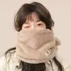 Gorro Cálido de Invierno para Ciclismo al Aire Libre para Hombre con Forro de Felpa, Cortavientos, Resistente al Frío, Engrosado, con Polaina para el Cuello Integrada, Gorro de Felpa con Capucha para Mujer