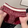 Roupa Íntima Vermelha Estilo Natalino para Mulheres, Tamanho Grande, Boa Sorte no Ano do Seu Nascimento, Algodão Puro, Confortável e Respirável, Roupa Íntima de Cintura Média para Casamento