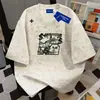Camiseta de manga corta de algodón puro con diseño de letras de marca de moda estilo americano para mujer, top pesado informal estilo ins para primavera y verano, para parejas