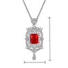 Plaza de Transmisiones en Vivo Yihua Collar de Diamante Imitación Rojo Natural Diamante de Imitación Diamante de Colores Incrustado Collar con Colgante de Diamante de Colores