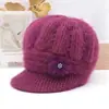 Gorro de invierno para madres de mediana edad y mayores, gorro de punto para protección contra el frío al aire libre, más terciopelo, grueso, cálido, para señoras mayores, gorro de lana con visera de pico de pato