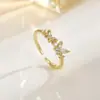 Anillo de Zirconia Microincrustada Estilo Ins Japonés y Coreano Nicho Celebridad de Internet Lujo Ligero Gama Alta Simple Doble Capa Abierto Anillo para Dedo Índice para Mujeres