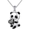 Joias transfronteiriças europeias e americanas colar de panda bonito cor-de-rosa em forma de coração quadrado cristal Colar de panda de zircão colar de cristal azul