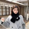 Bufanda Peluda de Color Sólido para Mujer, Calentador de Cuello de Felpa Suave Estilo Coreano para Niña Linda de Invierno, Cuello Cálido de Piel Sintética de Conejo Estilo Ins