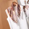 Lenço Xale Quadrado Elegante Estampa de Corrente Seda Sintética Versátil Lenço de Pescoço de Luxo Lenço de Cabeça Lenço de Seda Lenço para Mulheres