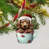 Decoración de perro taza dulce transfronteriza colgante decoración interior colgante divertida acrílico colgante decoraciones de Navidad