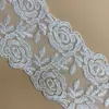 Nuevo encaje bordado poliéster código de barras tela cortina accesorios de decoración bordado soluble en agua encaje de malla de seda de leche