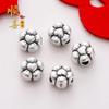 Plata pura vintage mate amor cinco pétalos flor cuentas cuadradas de plata accesorios para pulsera de cuerda trenzada hecha a mano DIY