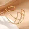 Pulsera Minimalista de Doble Capa con Línea, Moda Estilo Ins Europeo y Americano, Sensación de Alta Gama, Joyería de Hierro Forjado Abierto, Certificación Transfronteriza