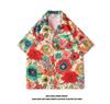 Camisa Floral Retrô Vintage Estilo Hong Kong Manga Curta Design Estilo Tailandês Havaiano Camisa Solta Bonita para Homens e Mulheres