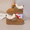 Botas de Nieve Lindas con Forro de Polar para Niñas, Moda 2025 Invierno, Nuevo Estilo Navideño, Zapatos Casuales Cálidos de Algodón para Niños