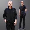 Ropa deportiva informal de tres piezas para hombre, de mediana edad, de talla grande, para primavera y otoño, traje de suéter de negocios, ropa de otoño para papá.