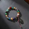 Pulsera Multigemas de Ágata y Hueso de Camello con Cuentas Dzi Estilo Xizang, Estilo Étnico Tejido a Mano, Adorno Vintage de Mano Estilo Xizang