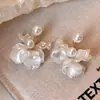Pendientes Elegantes de Perla en Forma de Pétalo Estilo Francés, Diseño Elegante y Único, Pendientes Simples, Frescos y Dulces para Mujer