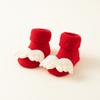 Calcetines para bebé recién nacido otoño e invierno bebé cálido forro polar rojo rizo antideslizante calcetines de piso navideños calcetines para niño pequeño al por mayor