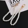 Cadena de Mano de Vidrio Extendido Perla Off-White Hebilla de Puerta Accesorios de Joyería Llavero de Muñeca DIY Cadena Colgante para Caja de Auriculares
