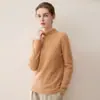 Novo suéter de malha de cashmere 100% puro de cabra de alta qualidade para outono e inverno, gola semi-alta, bainha enrolada, suéter quente para o dia a dia