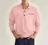 Camisa polo de manga comprida de outono para homens, corte solto, estilo casual, marca da moda, com bolsos, coleção de outono, top com gola