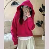 Sudadera de cuello medio estilo casual para mujer, otoño e invierno, nueva, casual, con forro polar, top tipo jersey, chaqueta corta con media cremallera