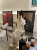 Saia midi de malha de lã elegante e macia para mulheres, outono e inverno, corte reto, justa ao corpo, saia evasê de cintura alta