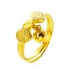 Anillo de mujer con apertura de lazo esmerilado en oro arena de Vietnam con colgante, anillo de moda para mujer, anillo de regalo de boda