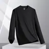 Camiseta de Manga Larga 2025 Otoño Nuevo Estilo para Hombres Jóvenes y de Mediana Edad, Sudadera Camiseta Casual de Color Sólido con Cuello Redondo a la Moda para Hombres