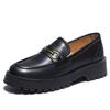 2026 Nuevo Estilo Planos de Suela Gruesa sin Cordones Elegantes de Color Sólido para Mujer Punta Redonda que Aumentan la Altura Estilo Universitario Primavera Zapatos de Piel para Mujer