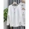 Entrega em peça única camisa básica feminina gola U algodão camiseta comprimento médio roupa íntima primavera, outono e inverno Design top forrado de fleece dividido
