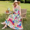 Vestido de Alta Qualidade Estilo Francês para Mulheres, Novo Modelo Verão 2026, Solto Plus Size Extra Longo de Algodão Floral