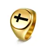 Anillos de Pareja Europeos y Americanos Transfronterizos, Anillos Personalizados con Sello Redondo y Diseño de Cruz, Juego de Anillos de Acero Inoxidable
