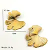 Pendientes de hoja de ginkgo de oro de 18 quilates retro de moda europea y americana, tendencia personalizada, joyería irregular de acero inoxidable para mujer