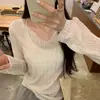 Ropa de protección solar al por mayor transfronteriza para primavera y verano, blusa para aire acondicionado, fina, microtransparente, con borde de encaje, manga larga, camiseta holgada, top para mujer