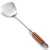 Espátula de acero inoxidable con mango de madera maciza, espátula de hierro para saltear, espátula gruesa para cocinar en la cocina del hogar, se puede imprimir el logotipo