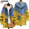 Chaqueta de Nuevo Estilo Transfronteriza con Elementos de Patrón Multicolor, Cárdigan con Capucha y Cierre B2, Abrigo de Algodón Polar Espesado de Invierno con Forro Amarillo