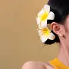 Pinza para el Cabello de Flor de Plumeria para Mujer, Pasador para la Frente, Accesorio Floral para Peinado de Sesión de Fotos en la Playa, Pinza para el Flequillo Lateral, Pinza de Pato