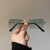 Gafas de Sol de Marco Pequeño Sin Marco Super Cool Estilo Cóncavo Ins Celebridad Cibernética Color Oscuro Moda Coreana Personalizadas Moda Gafas de Sol para Mujer Cara Redonda