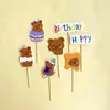 Estilo Ins Adorno de Papel para Pastel Oso Sonriente Estrella Amor Flor Adorno para Pastel de Cumpleaños Decoración para Pastel